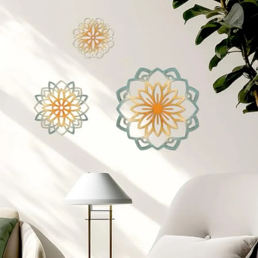 3 Ps olorful Metal Flowers Wall Art Farmouse Floral Batroom Deoration Flowers Metal anging Deor Farmouse Wall Art for Living Ro