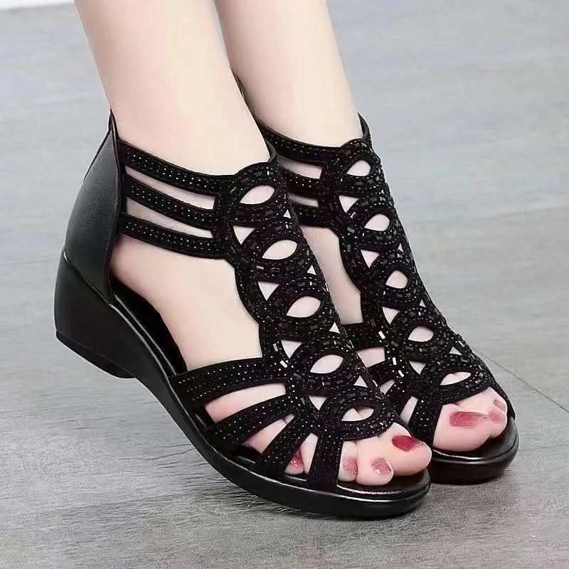 Summer Women's Chunky Gladiator Sandals | Cloud Comfort Footbed & Arch Support | Boho Strappy Design In Sizes US 6-10.5 (Euro 35