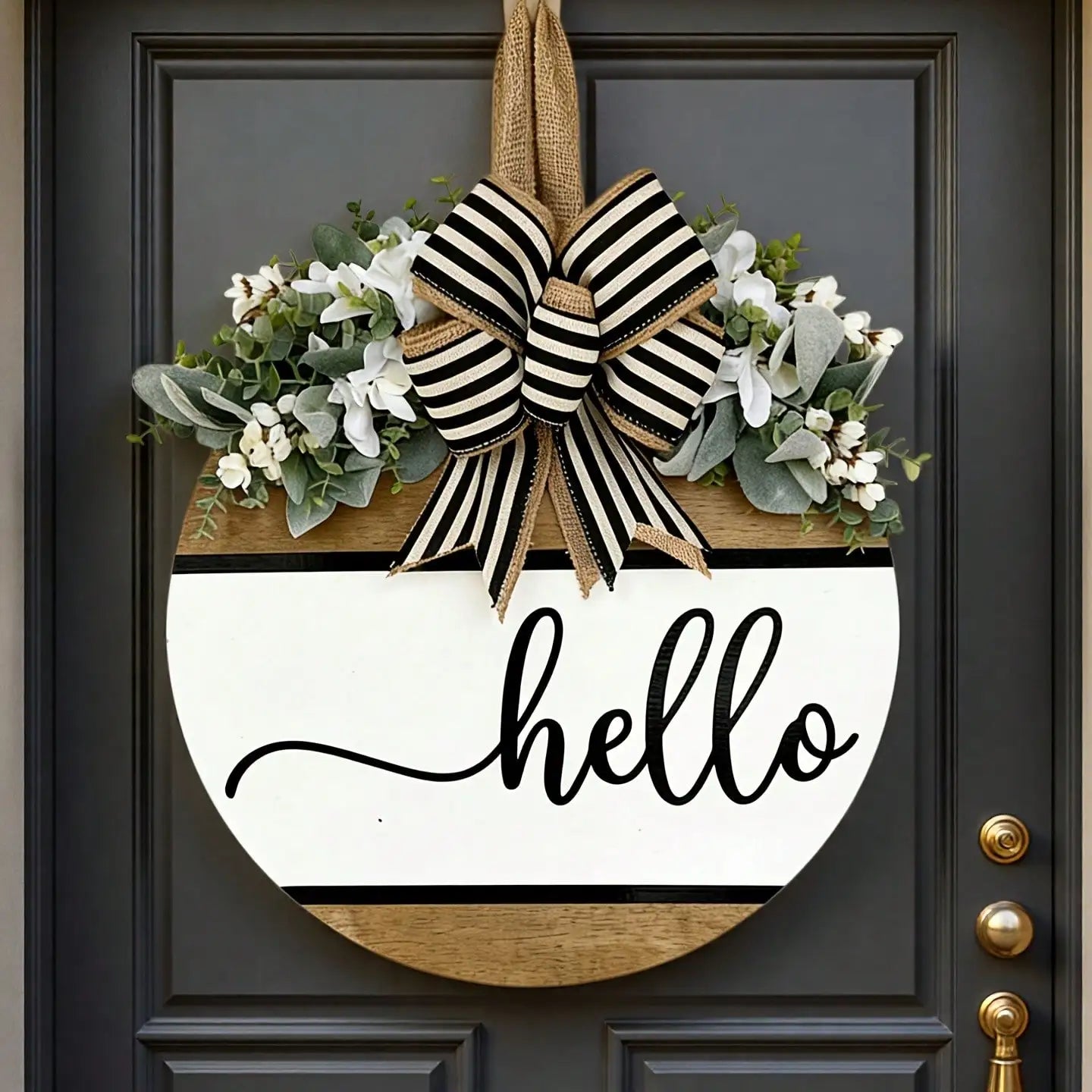 Front Door Decor |   Front Door Wreath |   Hello Sign |   Year Round Wreath |   Front Door Sign |   Front Door Hanger |   Housewarming Gift |   Home Decor