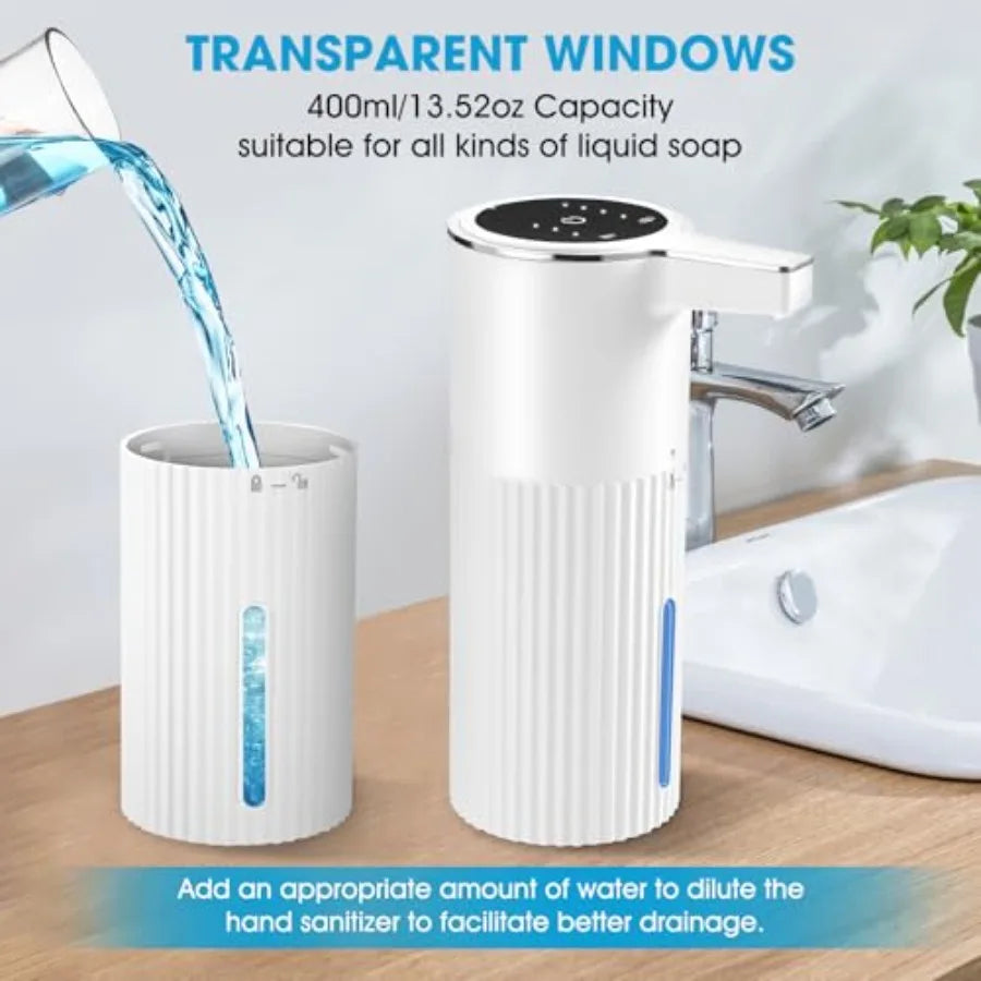 4 Pack Touchless Automatic Soap Dispenser for Bathroom Countertop Kitchen Sink, White Stripes ABS Plastic, Smart Sensor Foam Ha