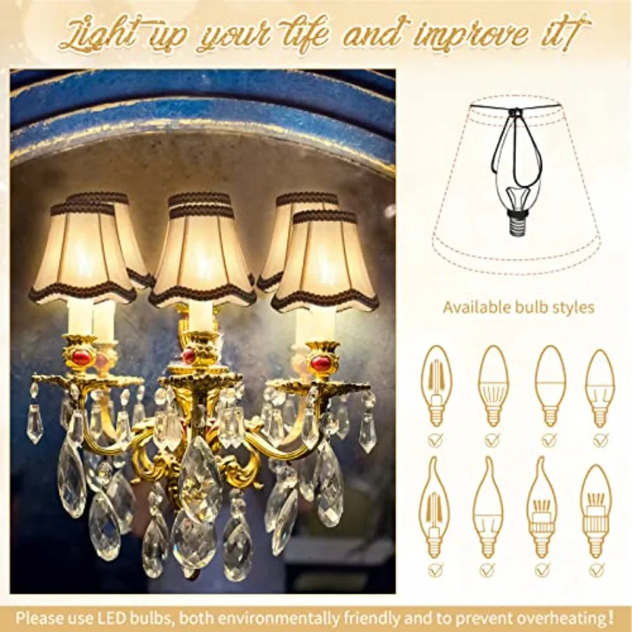 10 Pcs Shades for Chandeliers European Small Lamp Shade Chandelier Clip on Fabric Drum Lamp Mini Rustic Light Cover for Table C
