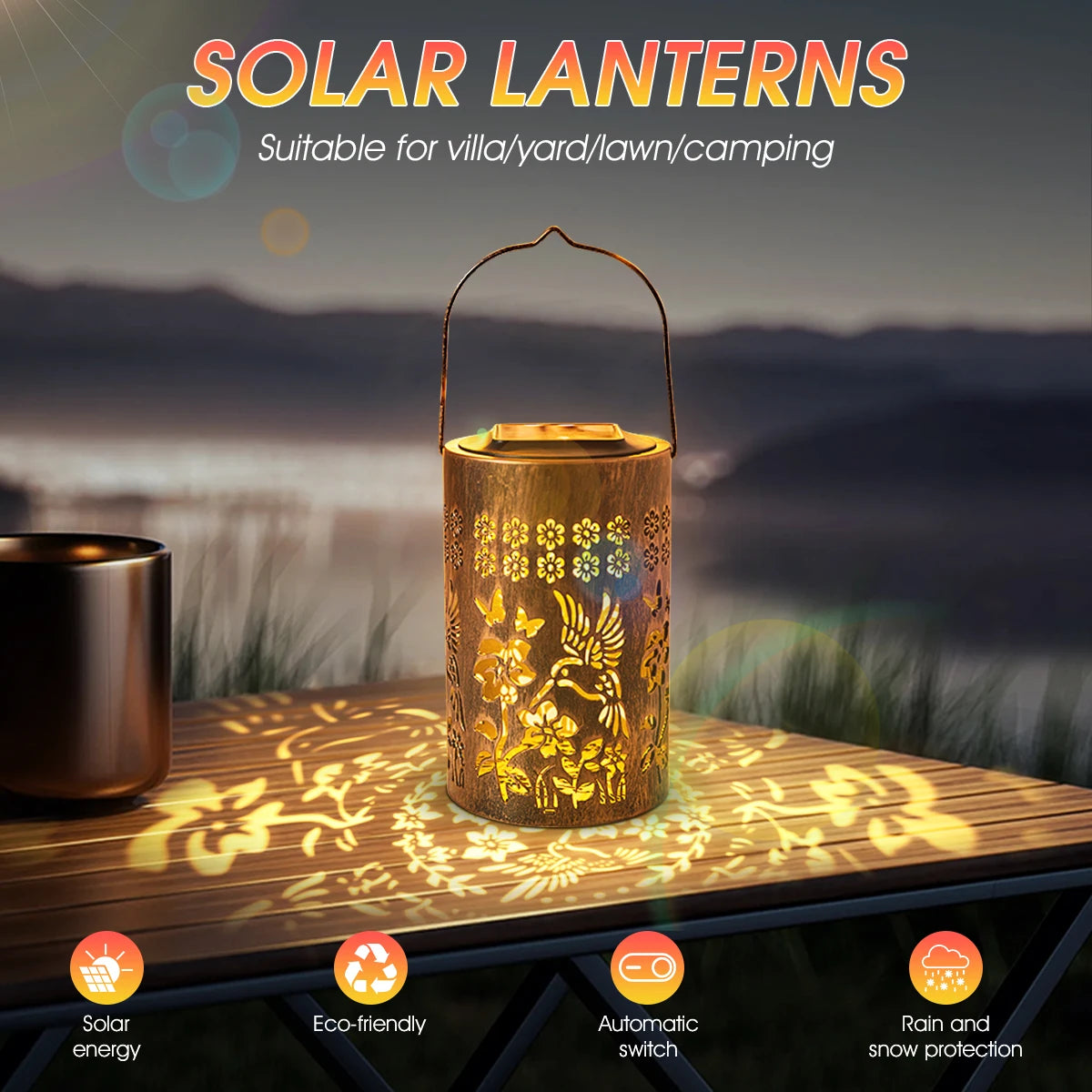 Solar Lanterns Outdoor Waterproof Hummingbird Garden Decor Gifts for a Hanging Solar Lights Solar Decoration Outside for Yard,